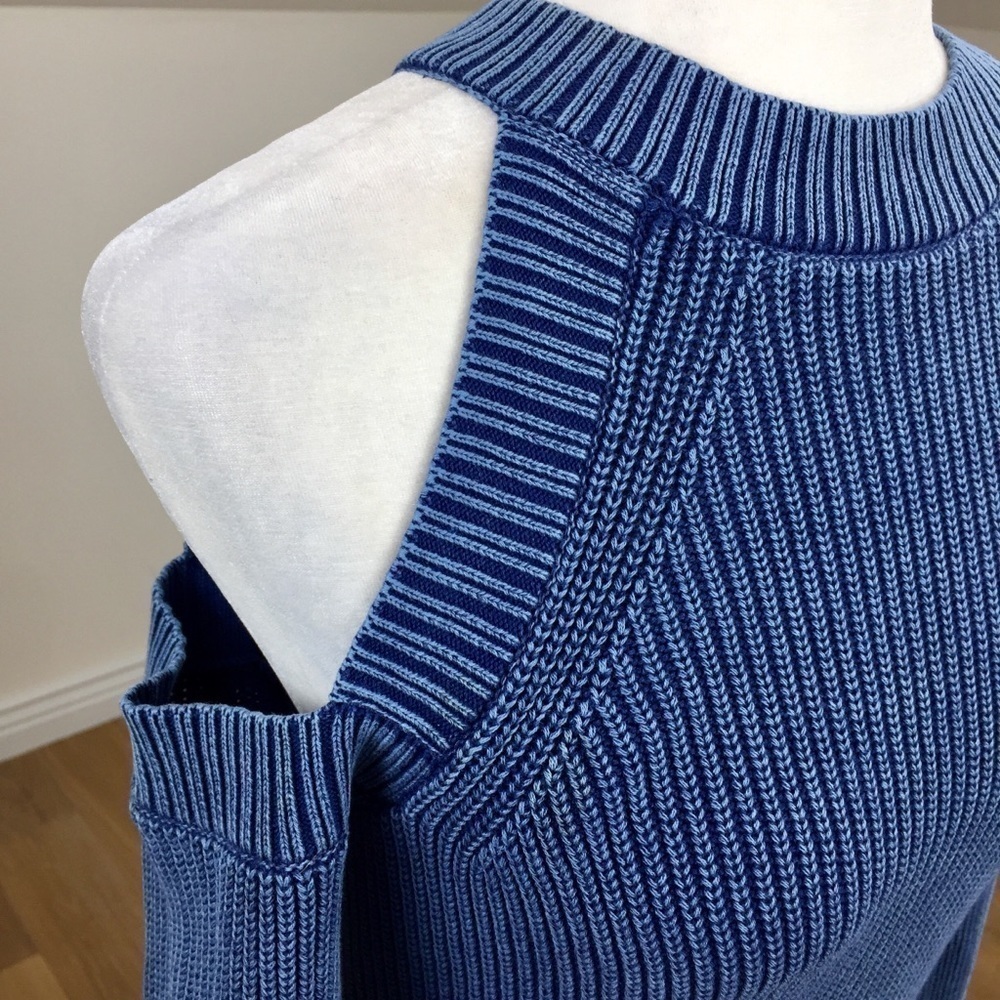 Rag & Bone Indigo Dana Cold Shoulder Knit Sweater Dress Size Small 100% Cotton - Picture 6 of 11